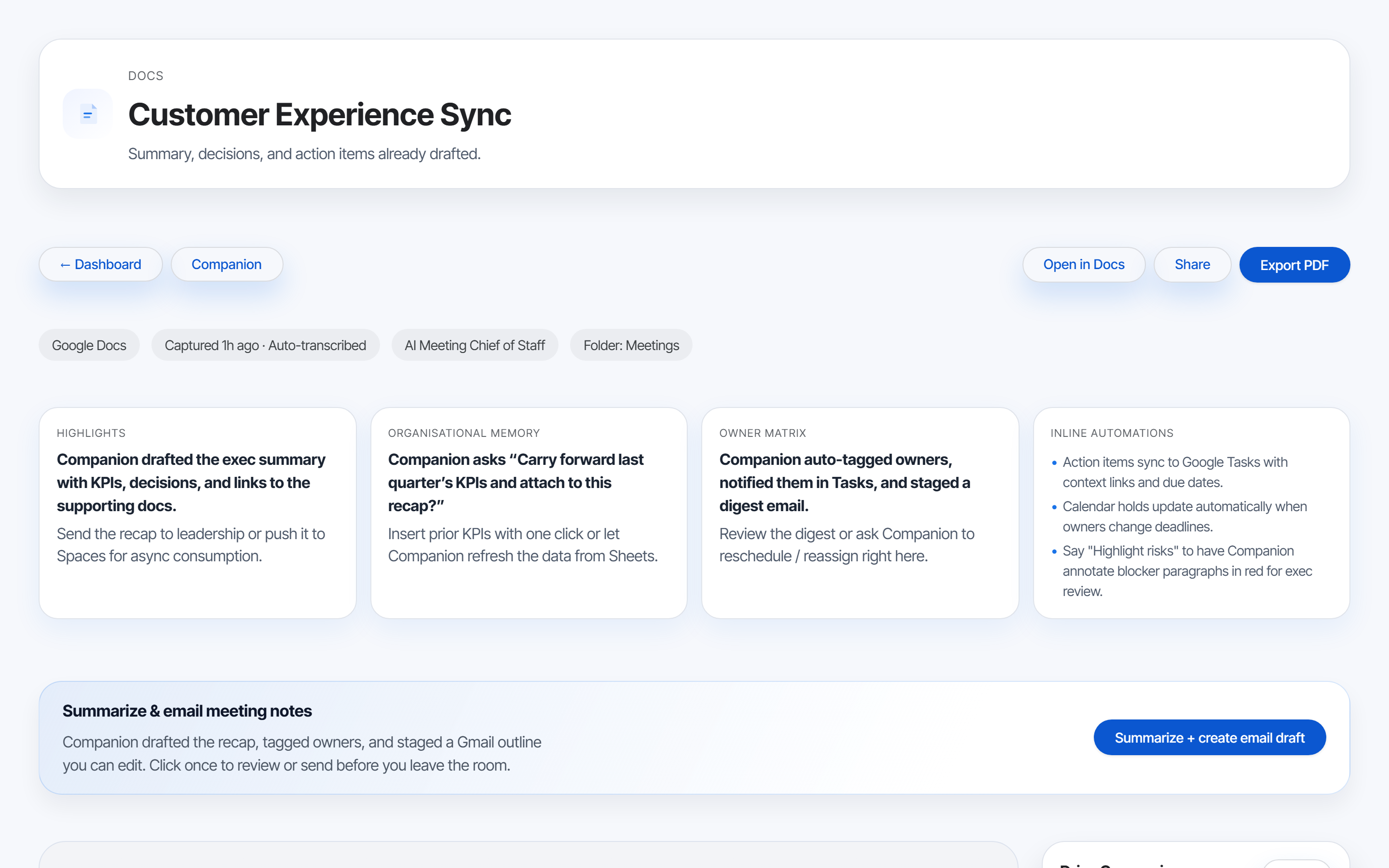 AI Meeting Chief of Staff — screenshot