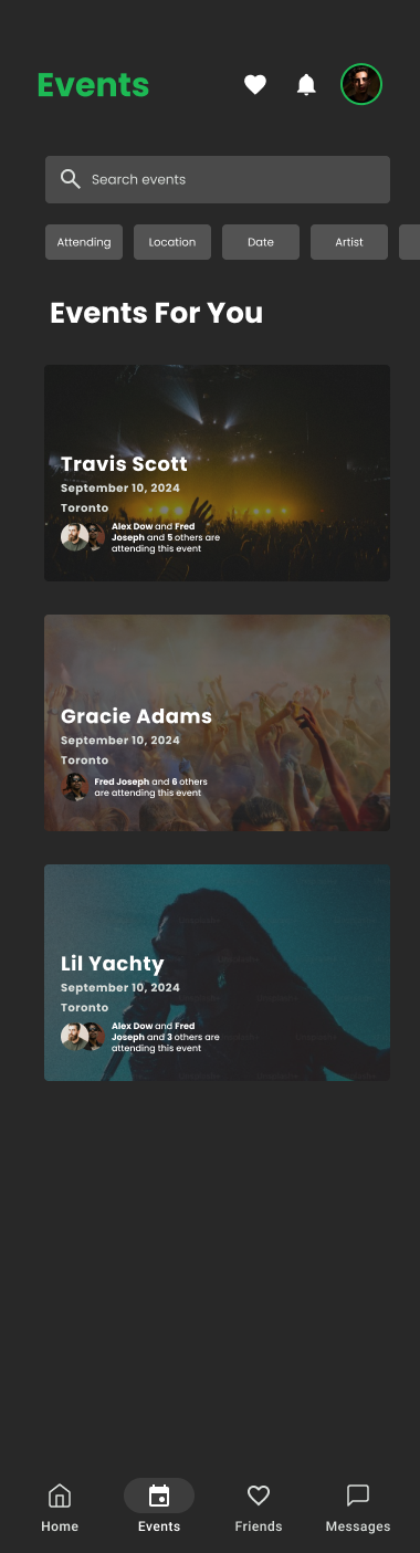 Events: social proof inside the card — screenshot