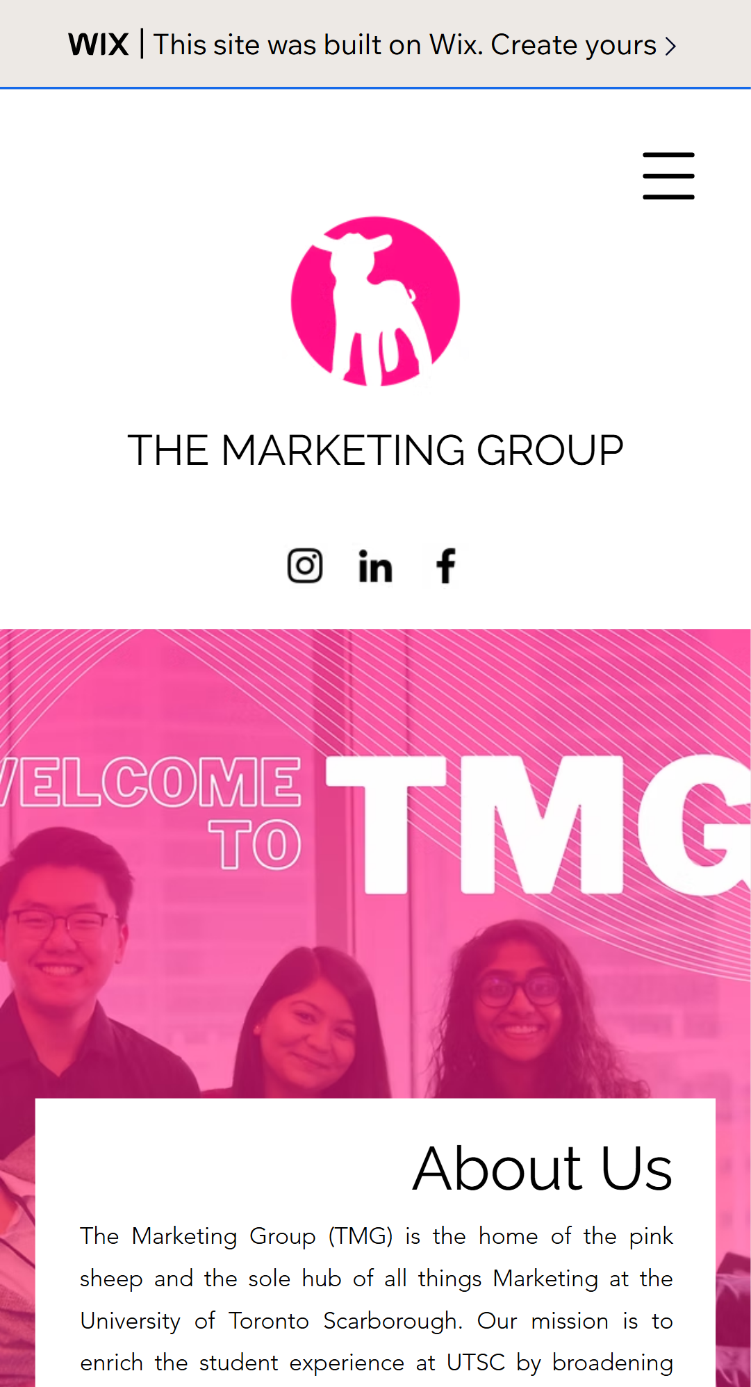 Mobile homepage — before