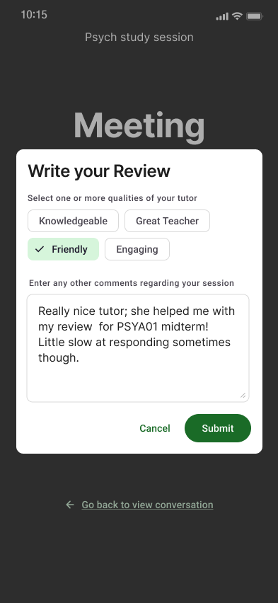 Reviews + finished-meeting history — screenshot