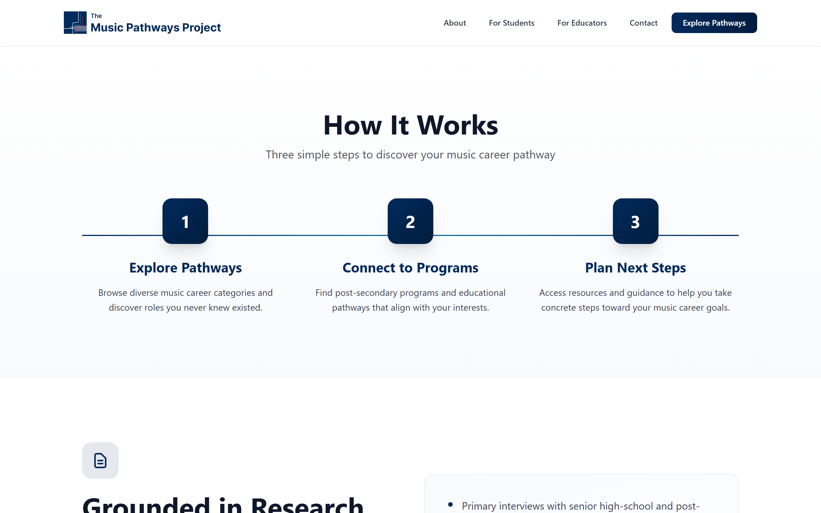Three-step discovery flow — screenshot