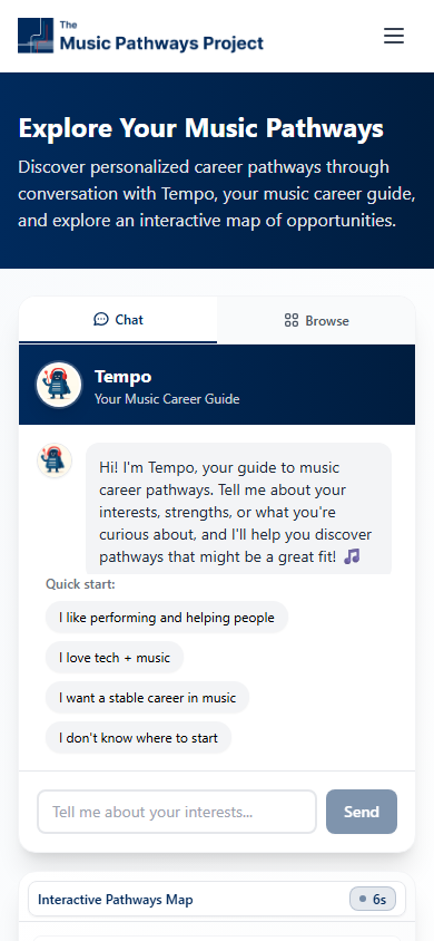 Mobile chatbot / explorer — after